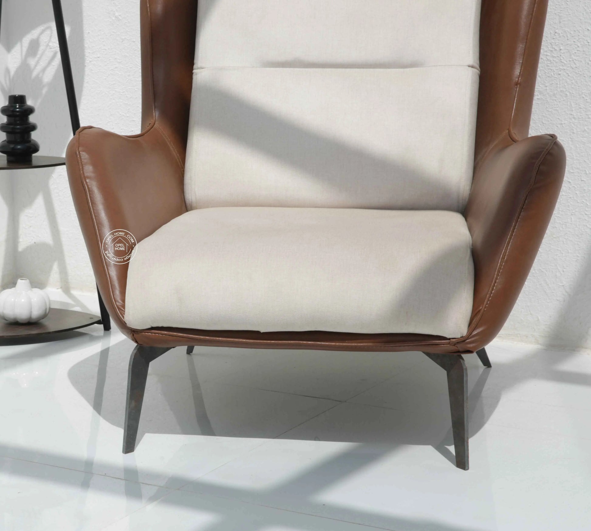 Strada Lounge Sofa Chair – Cream Upholstery, Metal Base | Opelhome UAE