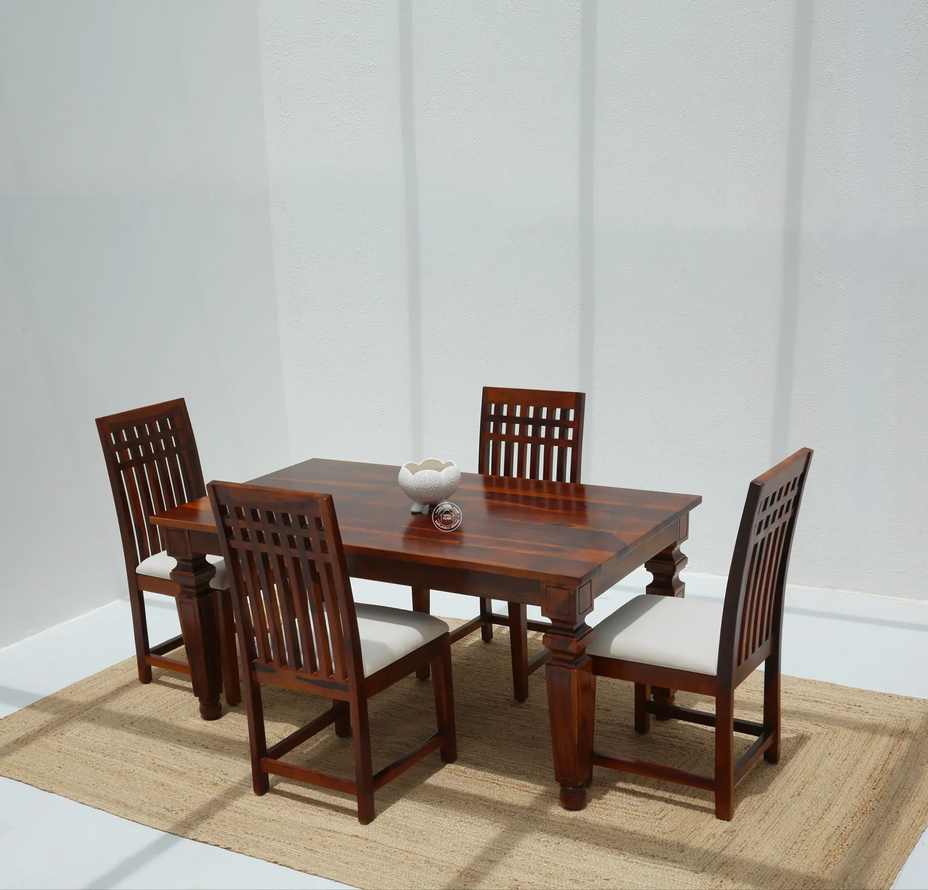 Sunset Wooden 4 Seater Dining Table – (Only Table) , Honey finish | Opelhome UAE - Opelhome