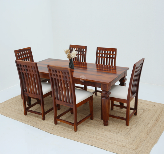 Sunset Wooden 6 Seater Dining Table – (Only Table) , Honey finish | Opelhome UAE - Opelhome