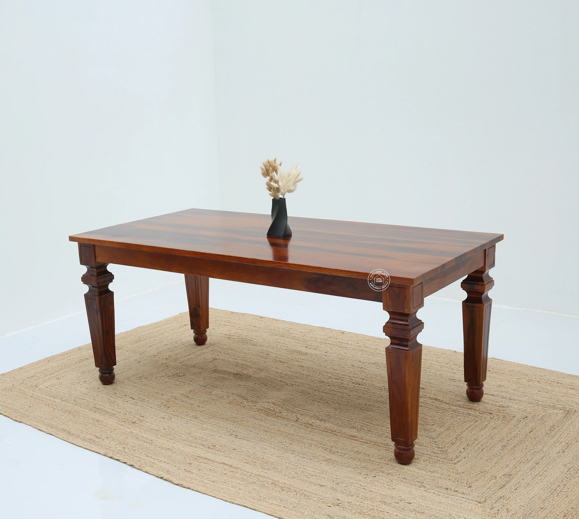 Sunset Wooden 6 Seater Dining Table – (Only Table) , Honey finish | Opelhome UAE - Opelhome