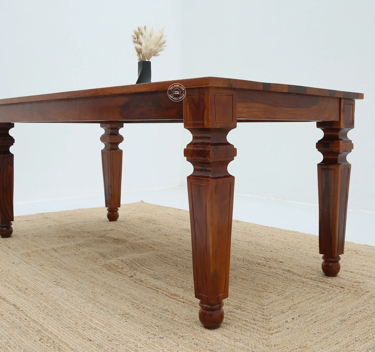 Sunset Wooden 6 Seater Dining Table – (Only Table) , Honey finish | Opelhome UAE - Opelhome