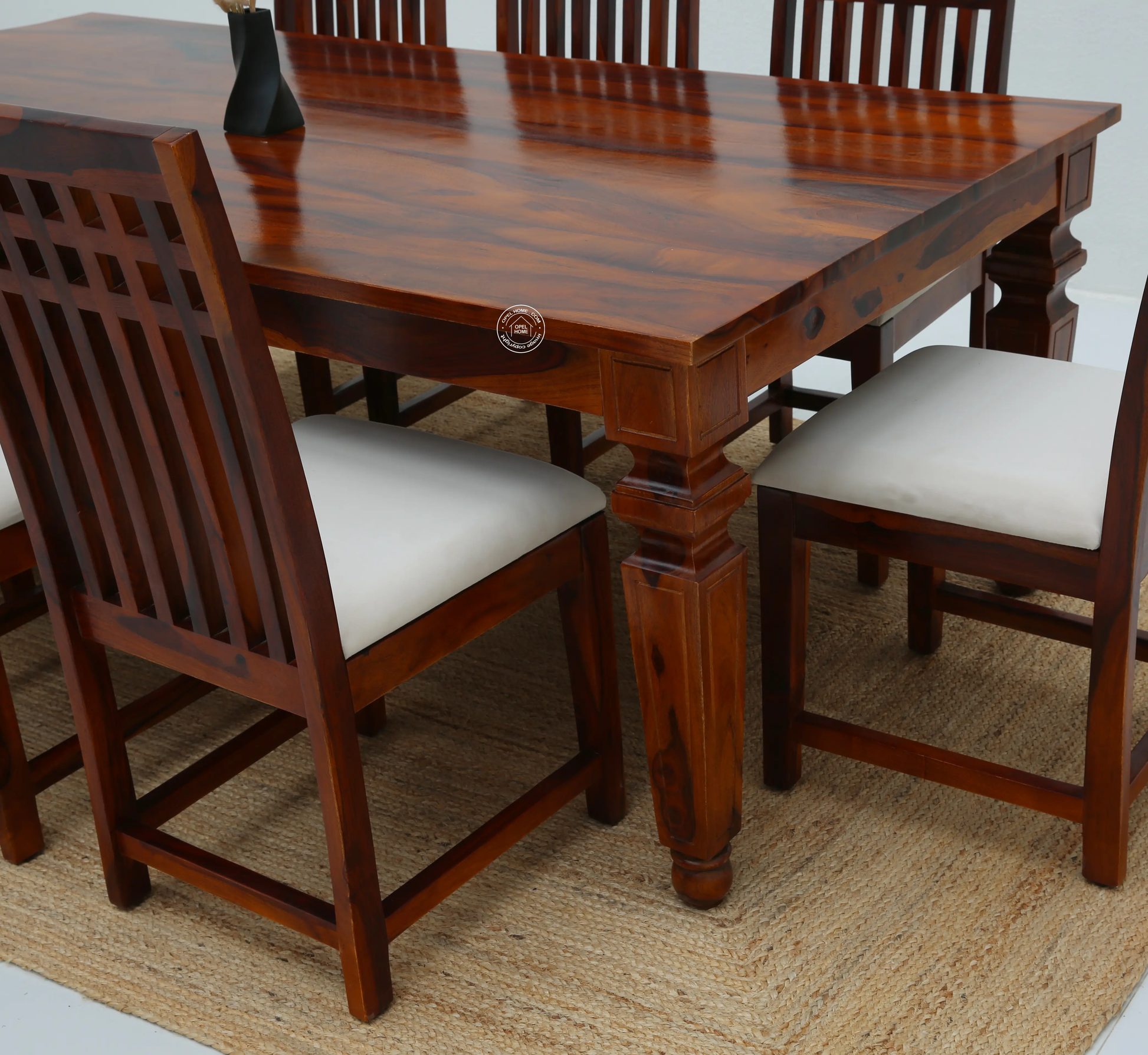 Sunset Wooden 8 Seater Dining Table –  (Only Table) Honey finish | Opelhome UAE - Opelhome