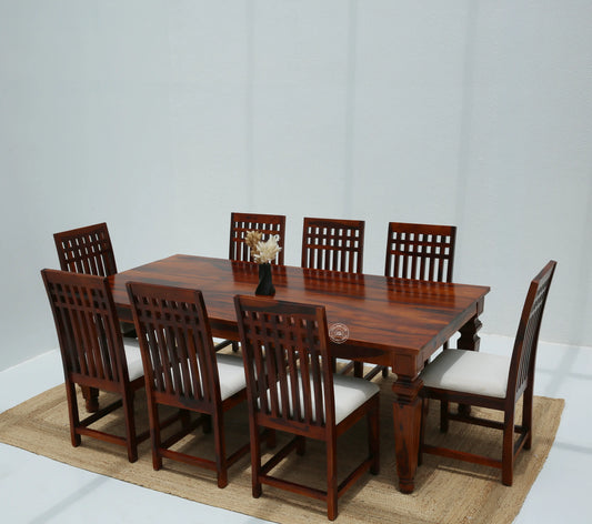Sunset Wooden 8 Seater Dining Table –  (Only Table) Honey finish | Opelhome UAE