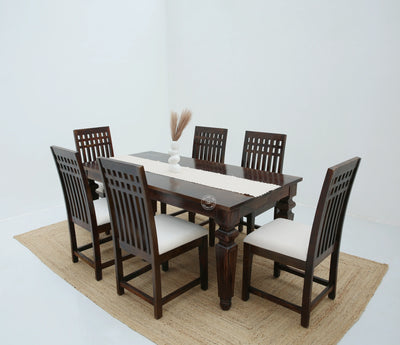 Sunset Wooden 6 Seater Dining Table – (Only Table) , Walnut finish | Opelhome UAE - Opelhome