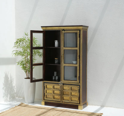 Tannis Brass FTD Display Cabinet With four Doors - Opelhome