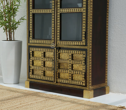 Tannis Brass FTD Display Cabinet With four Doors - Opelhome
