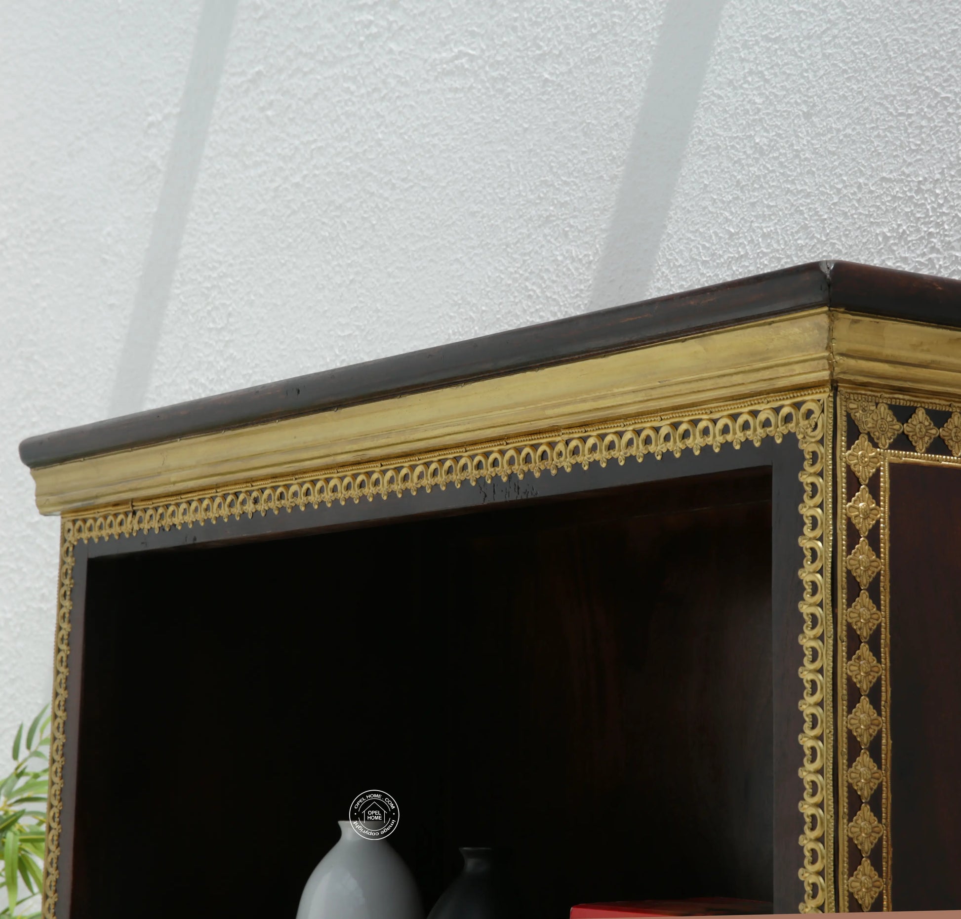 Tannis Brass FTD Display Shelves Unit With Two Doors - Opelhome