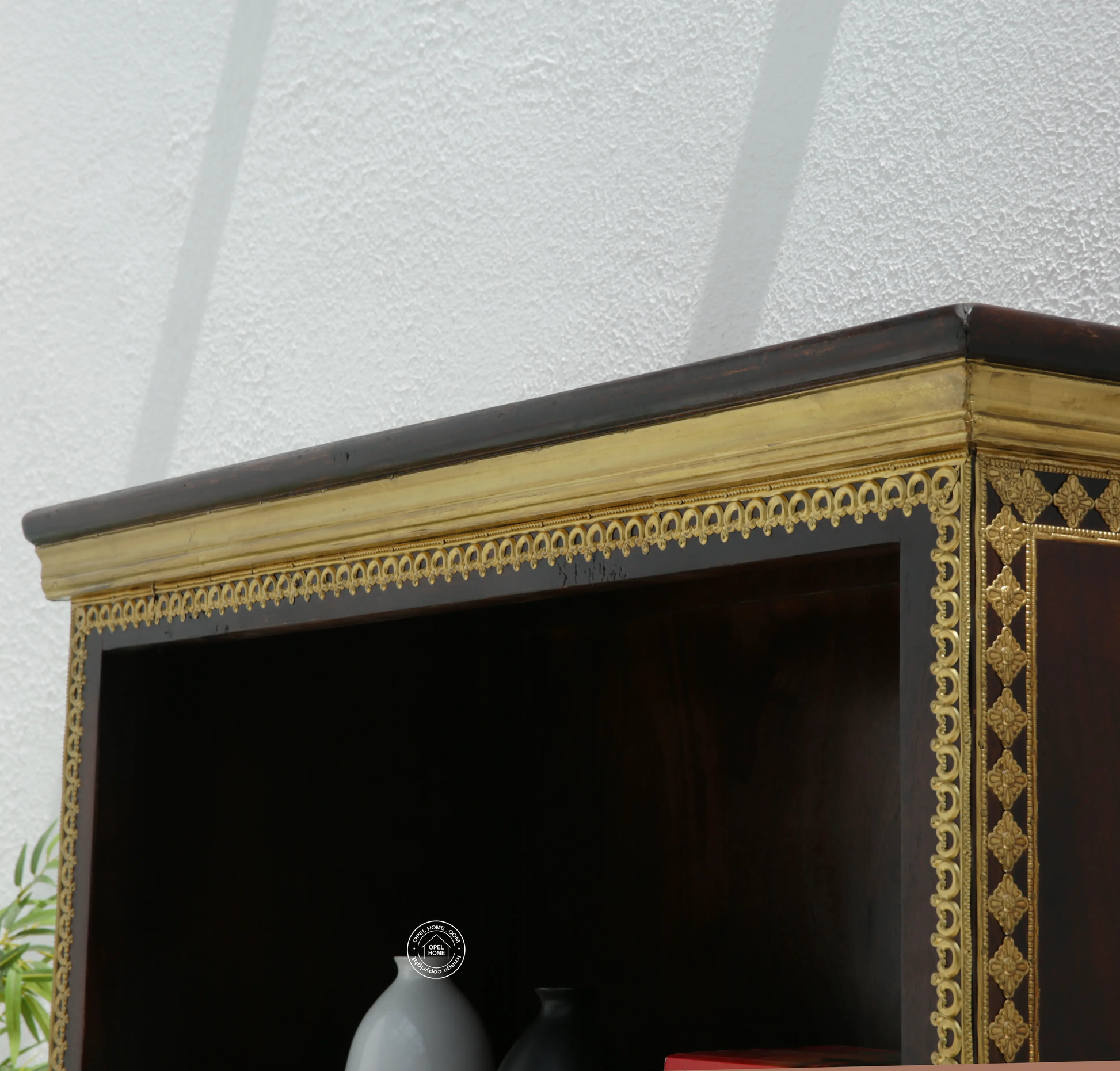 Tannis Brass FTD Display Shelves Unit With Two Doors - Opelhome