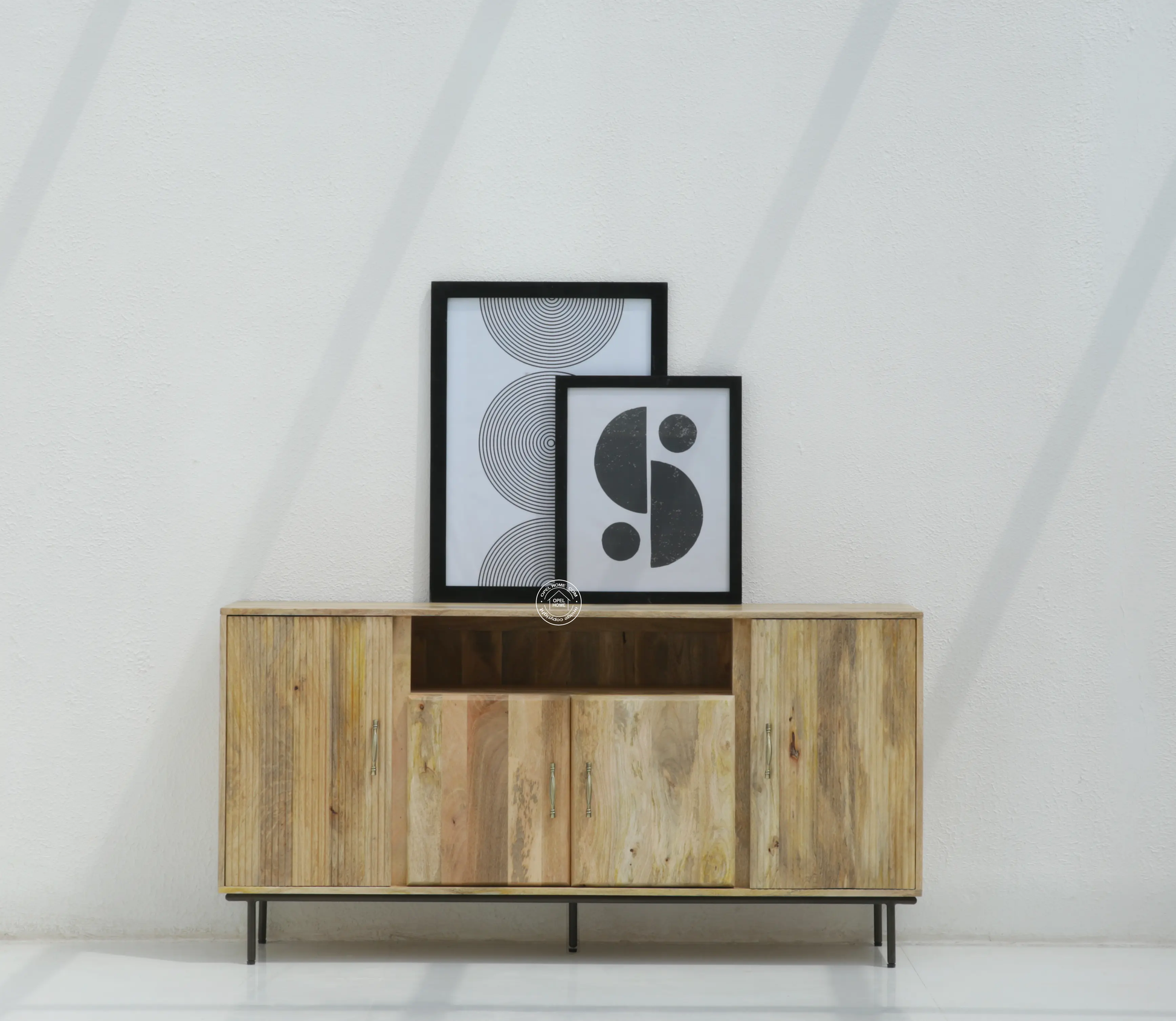 Tetteh Wooden Sideboard – 4 Doors, Solid Mango Wood, Natural Finish | Opelhome UAE