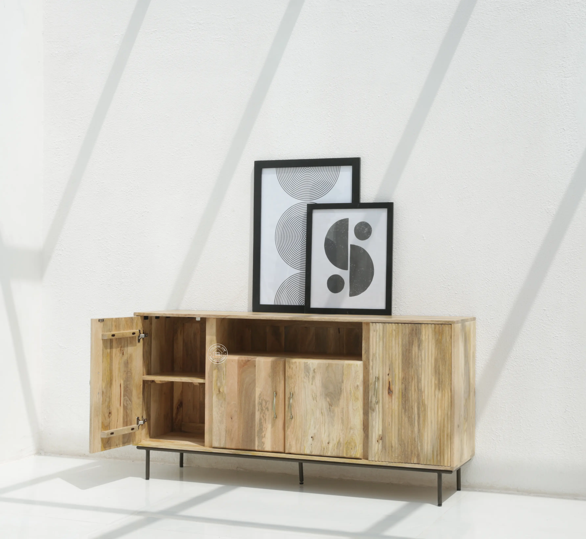 Tetteh Wooden 4 Door Sideboard (Natural finish) - Opelhome