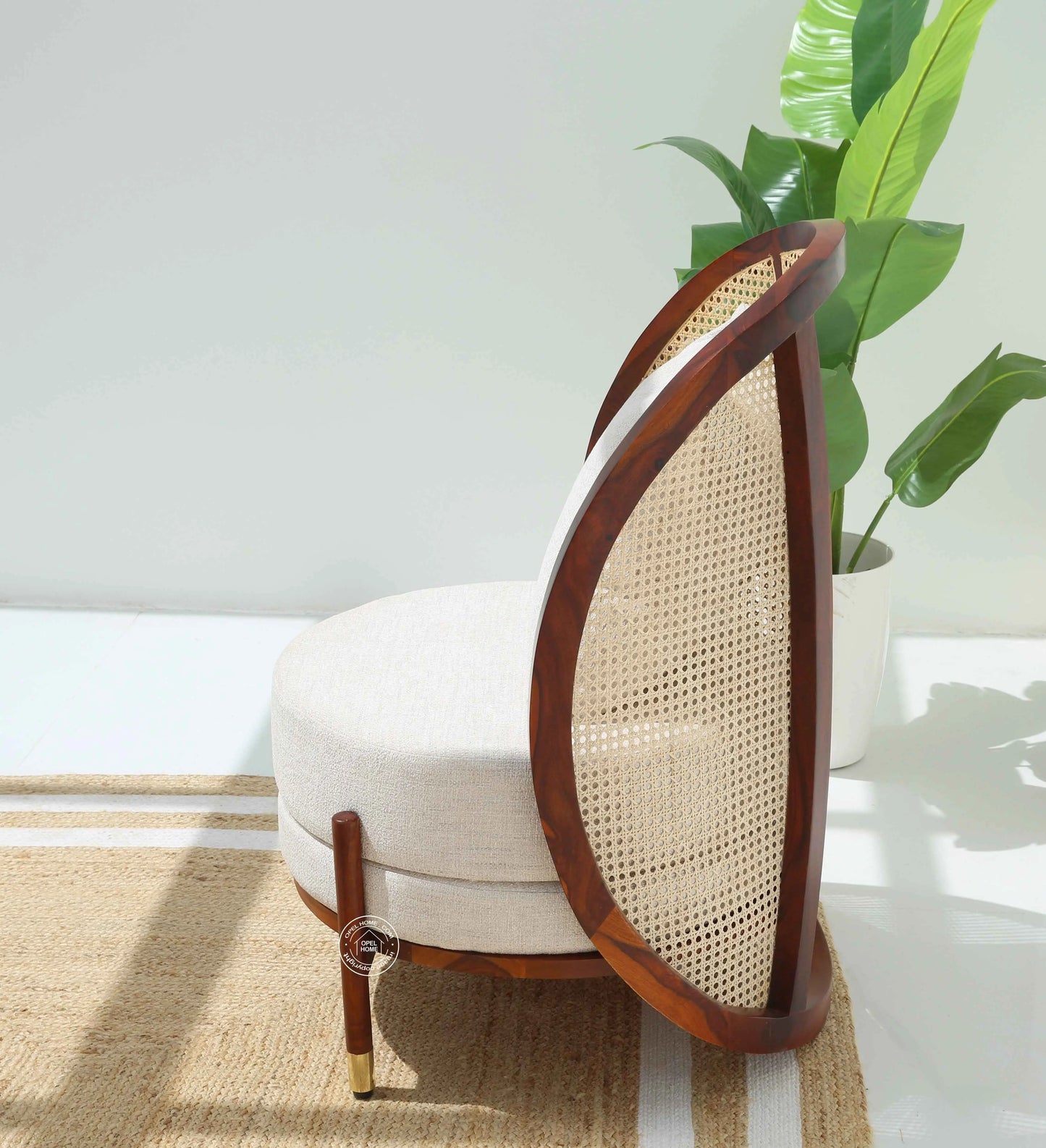 Tone Rattan Lounge Chair – Solid Rosewood Frame, Natural Cane & Pillow | Opelhome UAE