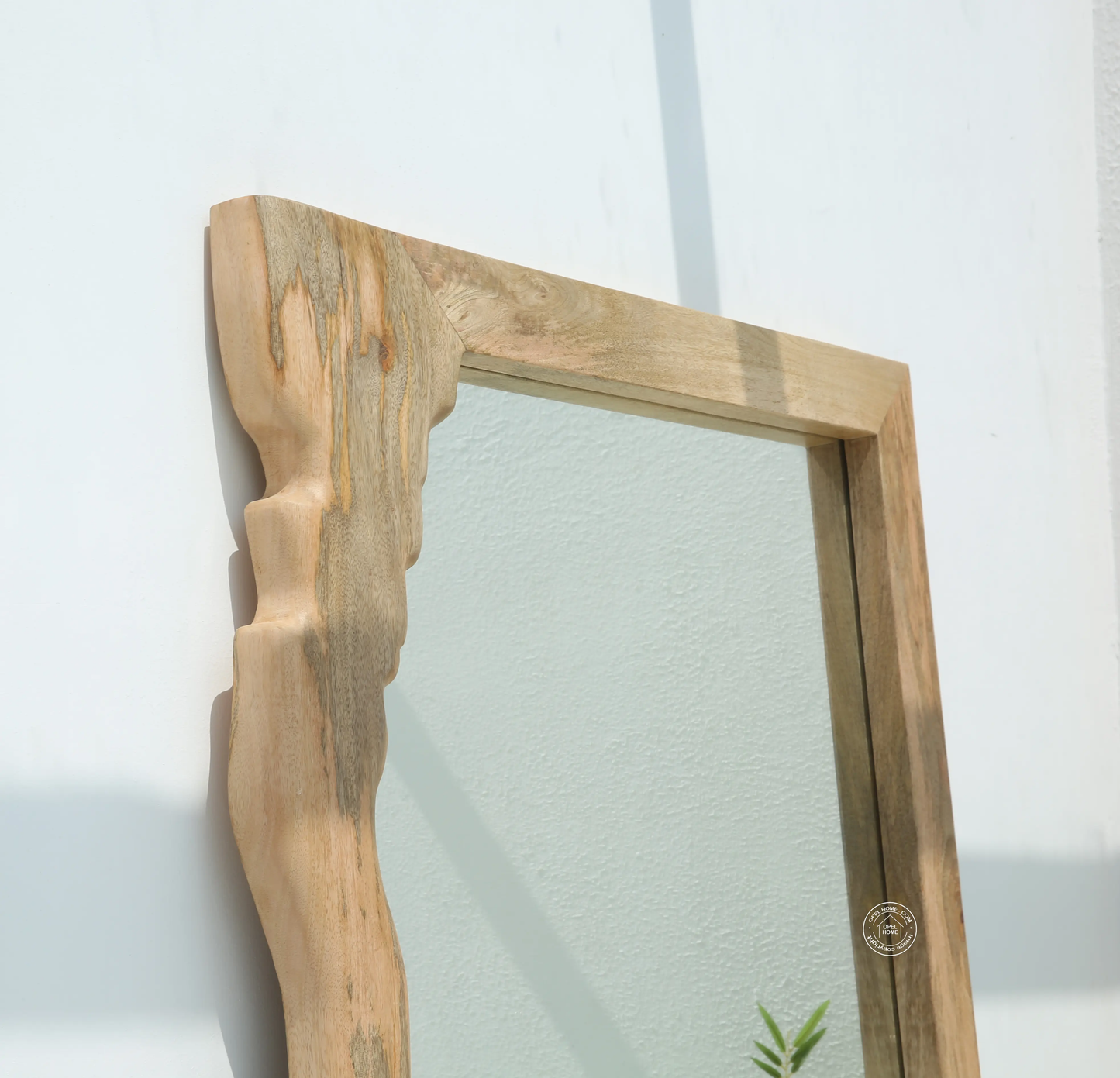 Tremell Wooden Frame Mirror – Solid Mango Wood, Natural Finish | Opelhome UAE - Opelhome