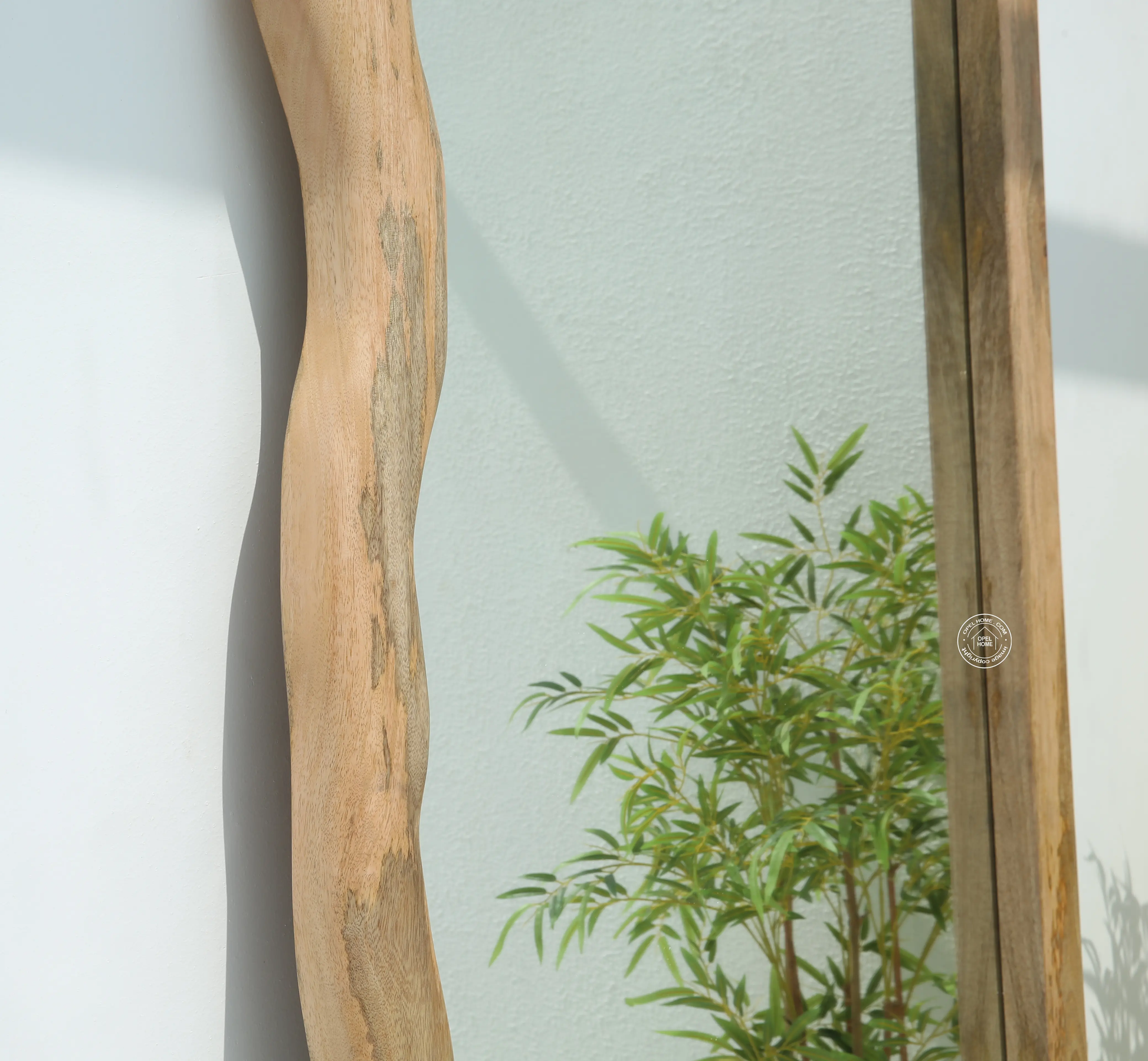 Tremell Wooden Frame Mirror – Solid Mango Wood, Natural Finish | Opelhome UAE - Opelhome