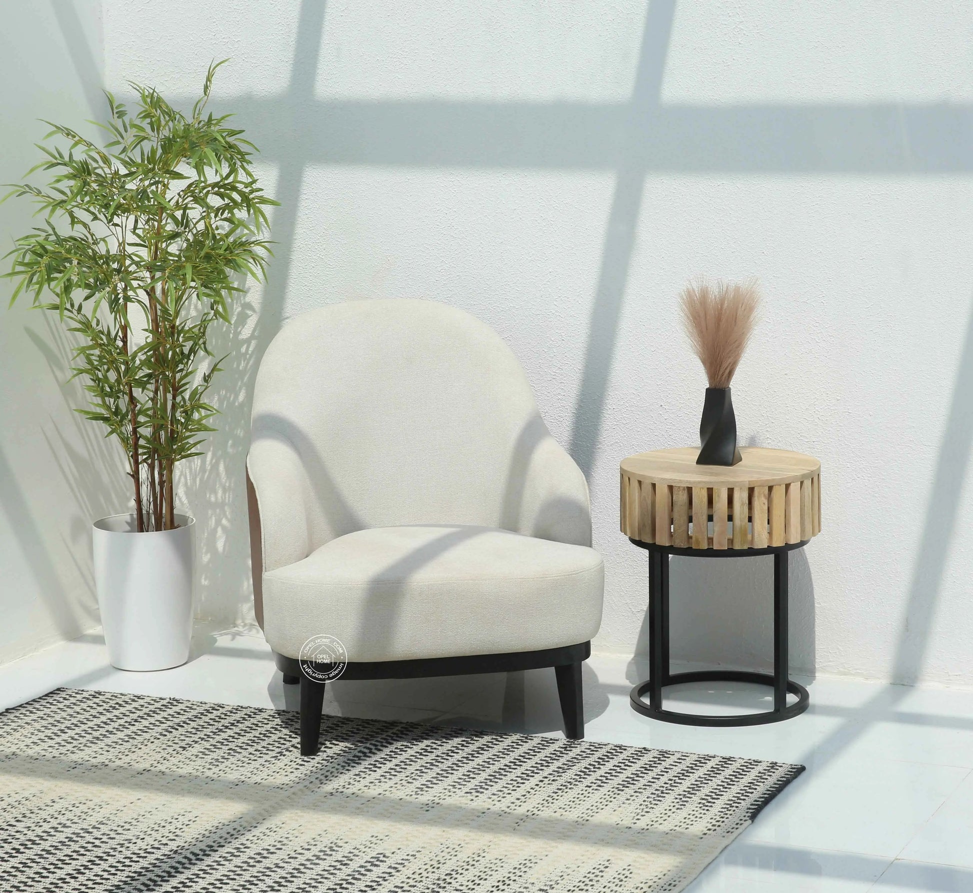 Trevia Arm Chair – Leatherette, Solid Wood Frame, Classic Black Finish | Opelhome UAE