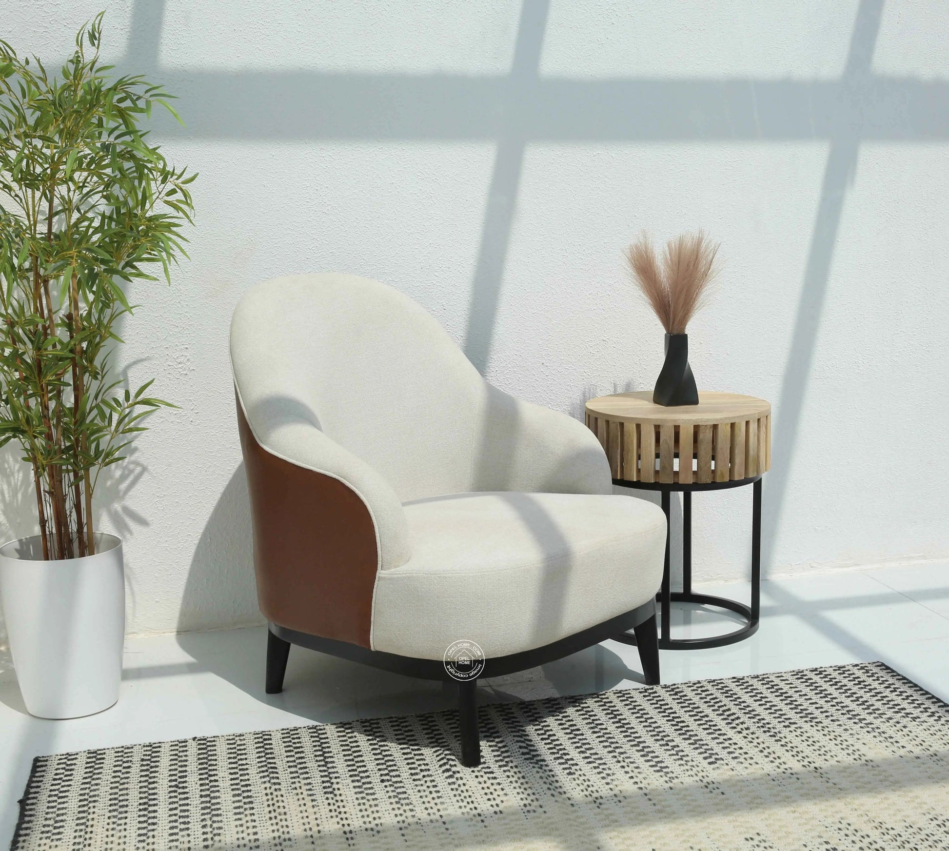 Trevia Arm Chair – Leatherette, Solid Wood Frame, Classic Black Finish | Opelhome UAE