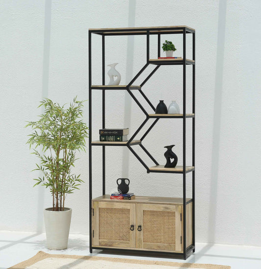 Trevo Industrial Wooden bookcase with two door