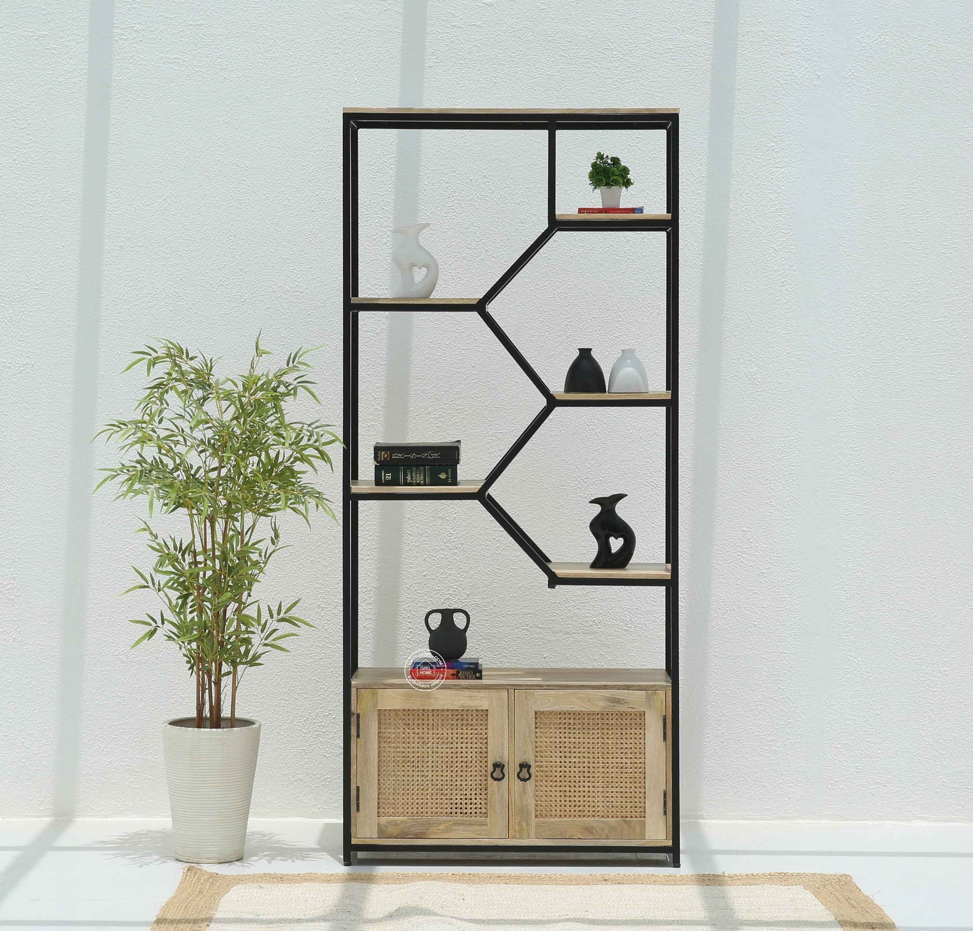 Trevo Industrial Wooden bookcase with two door