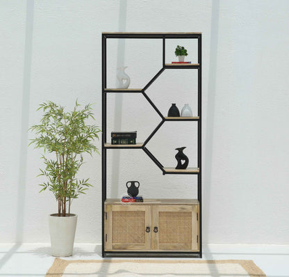 Trevo Industrial Wooden bookcase with two door