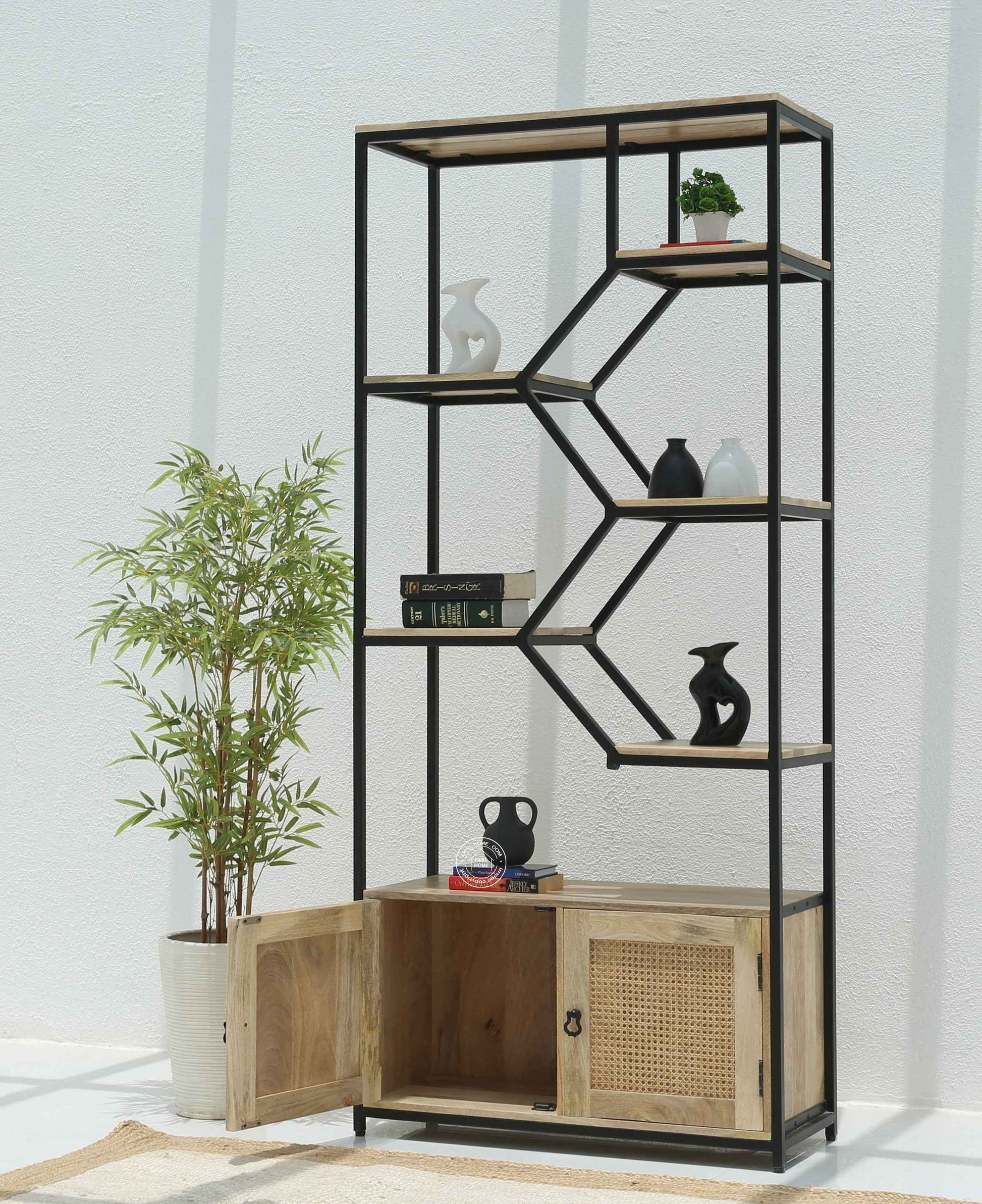 Trevo Industrial Wooden bookcase with two door