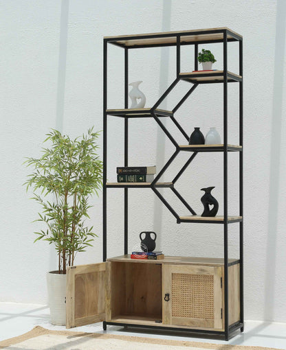 Trevo Industrial Wooden bookcase with two door