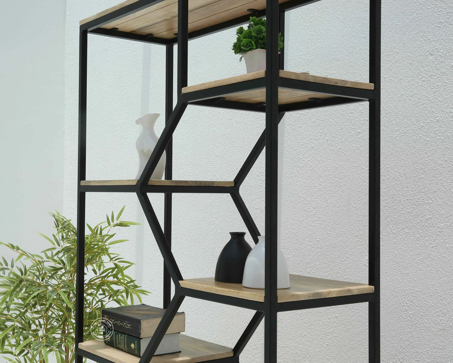 Trevo Industrial Wooden bookcase with two door