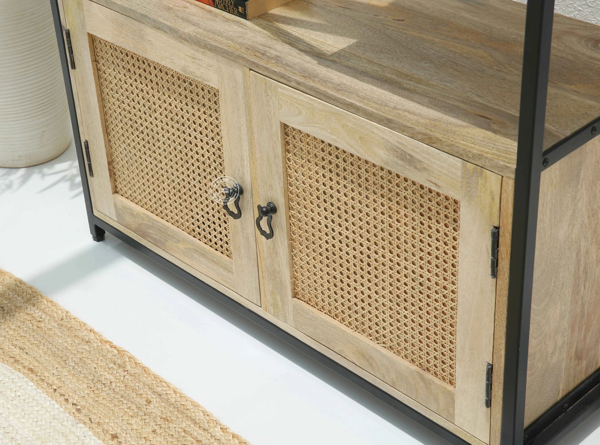 Trevo Industrial Wooden bookcase with two door