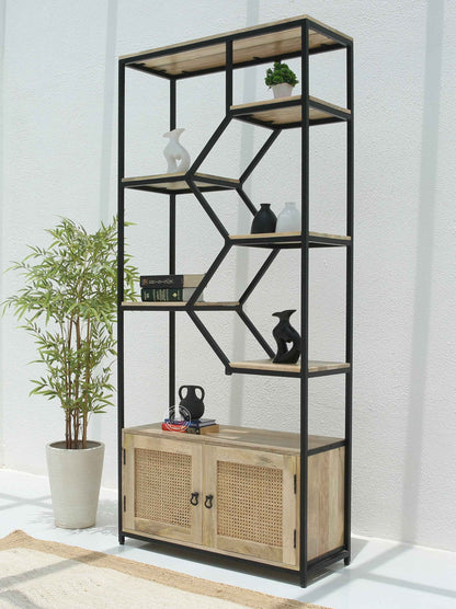 Trevo Industrial Wooden bookcase with two door