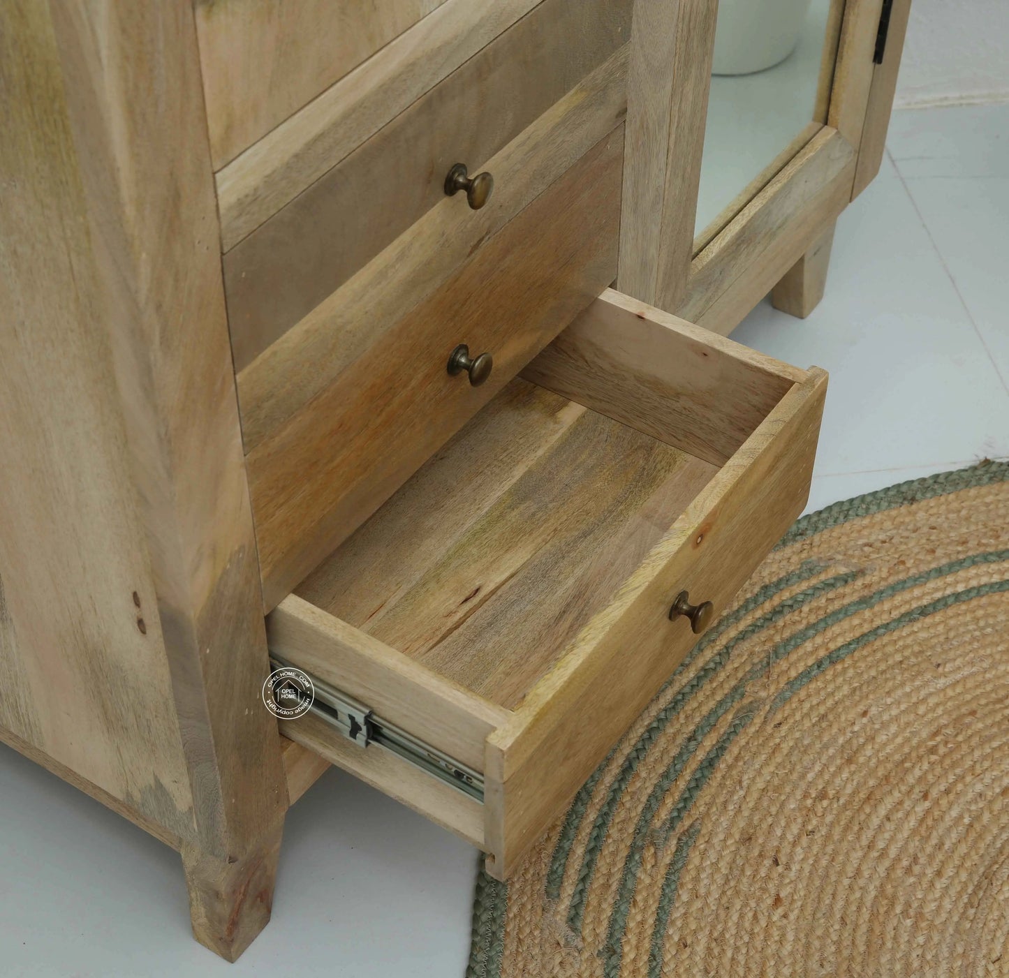 Trisler Wooden Closet – Solid Mango Wood, Natural Finish, Bedroom Wardrobe | Opelhome UAE