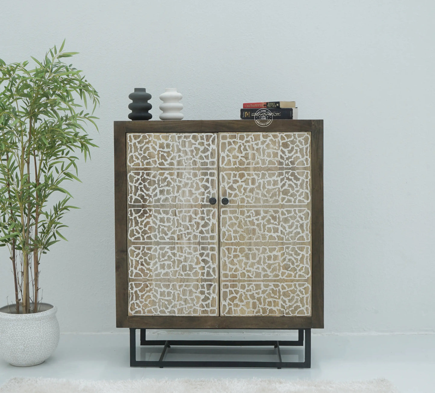 Tropica Wooden Storage Cabinet – Solid Mango Wood, Walnut Finish | Opelhome UAE Opel Home