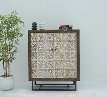 Tropica Wooden Storage Cabinet – Solid Mango Wood, Walnut Finish | Opelhome UAE Opel Home