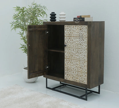 Tropica Wooden Storage Cabinet – Solid Mango Wood, Walnut Finish | Opelhome UAE Opel Home