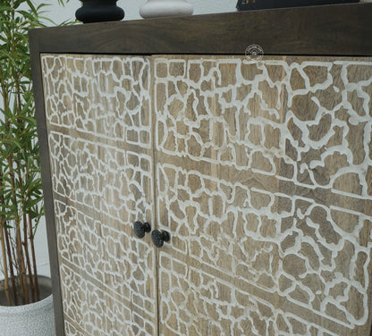 Tropica Wooden Storage Cabinet – Solid Mango Wood, Walnut Finish | Opelhome UAE Opel Home