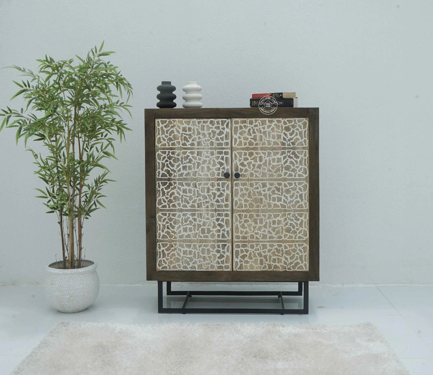 Tropica Wooden Storage Cabinet – Solid Mango Wood, Walnut Finish | Opelhome UAE