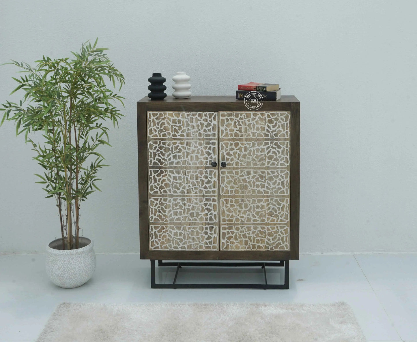 Tropica Wooden Storage Cabinet – Solid Mango Wood, Walnut Finish | Opelhome UAE