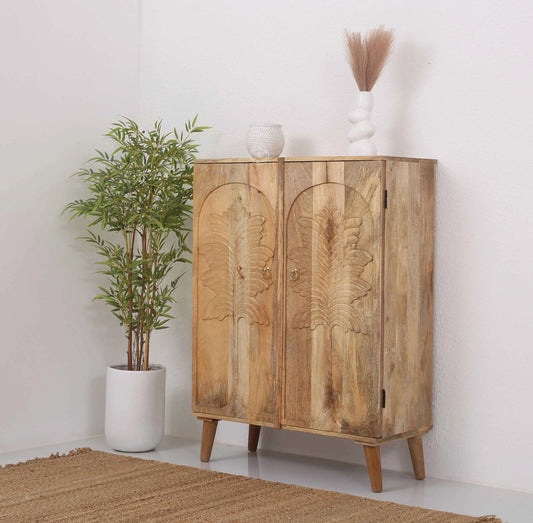 Universal Wooden Sideboard – 2 Doors, Solid Mango Wood, Natural Finish | Opelhome UAE