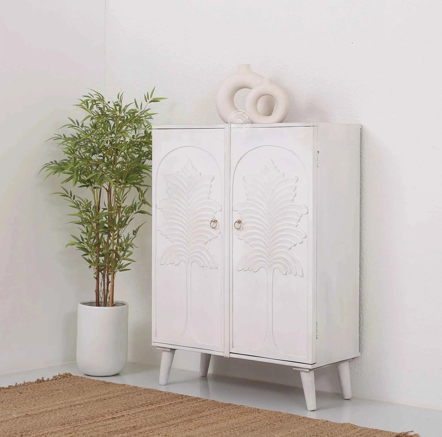 Universal Wooden Sideboard – 2 Doors, Solid Mango Wood, Natural Finish | Opelhome UAE