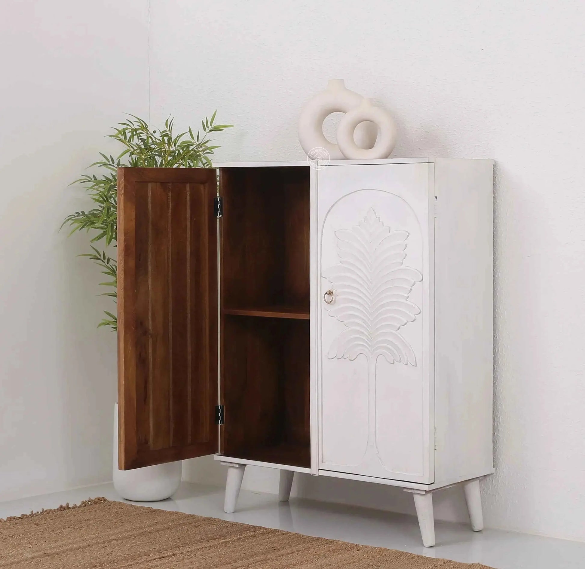 Universal Wooden Sideboard – 2 Doors, Solid Mango Wood, Natural Finish | Opelhome UAE
