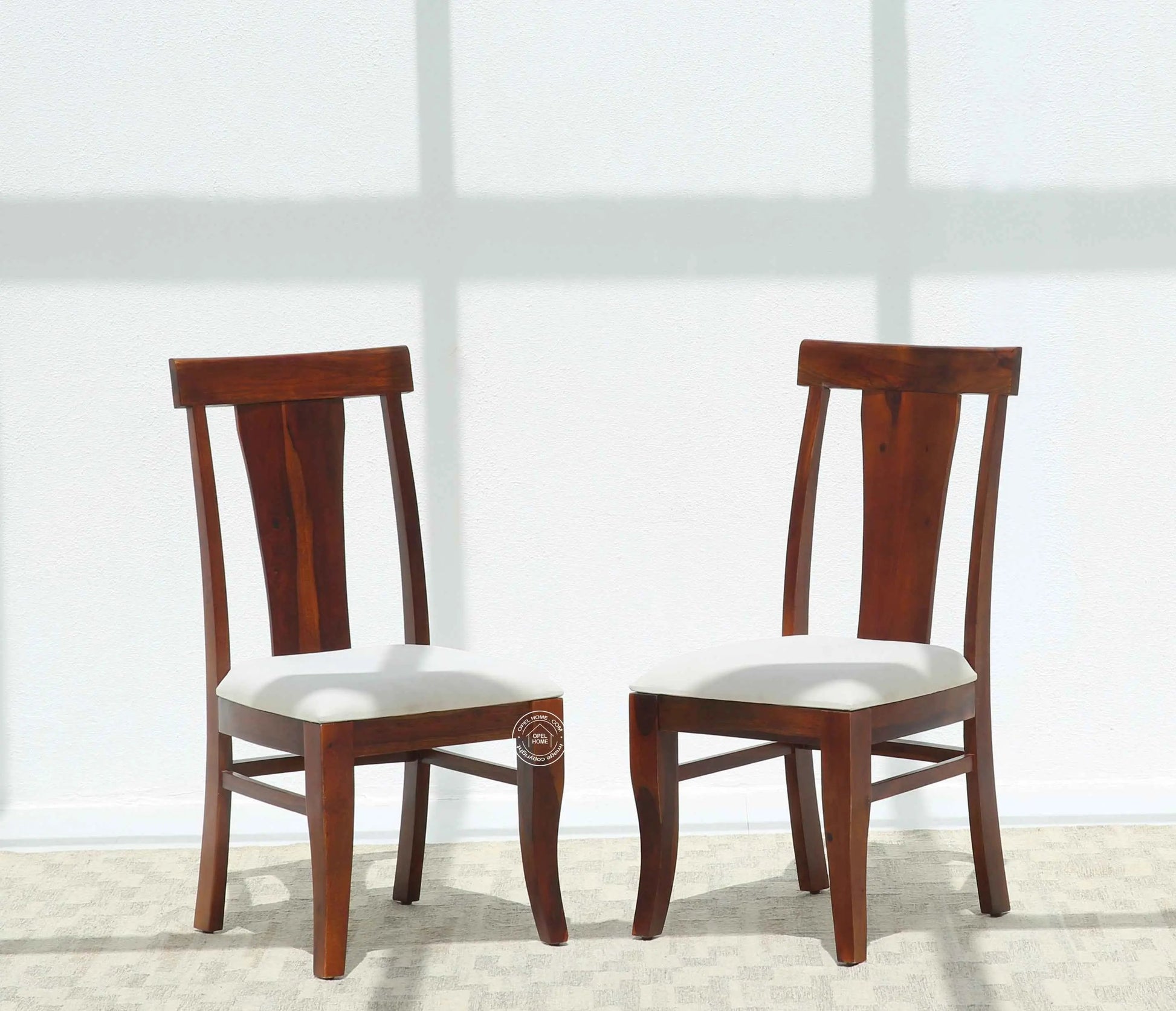 Varnis Wooden Dining Chair – (Only one pcs), Honey finish | Opelhome UAE