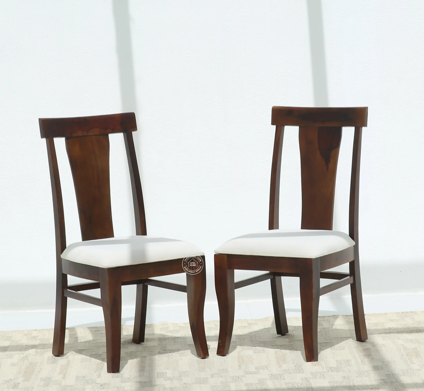 Varnis Wooden Dining Chair – (Only one pcs), Walnut finish | Opelhome UAE - Opelhome