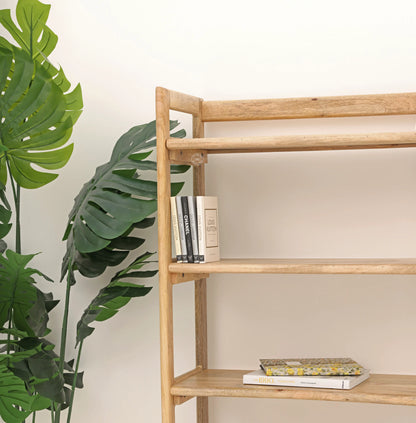 Venus Wooden Bookcase – 2 Doors, Solid Mango Wood, Natural Finish, Tall Storage | Opelhome UAE Opel Home
