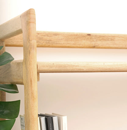 Venus Wooden Bookcase – 2 Doors, Solid Mango Wood, Natural Finish, Tall Storage | Opelhome UAE Opel Home