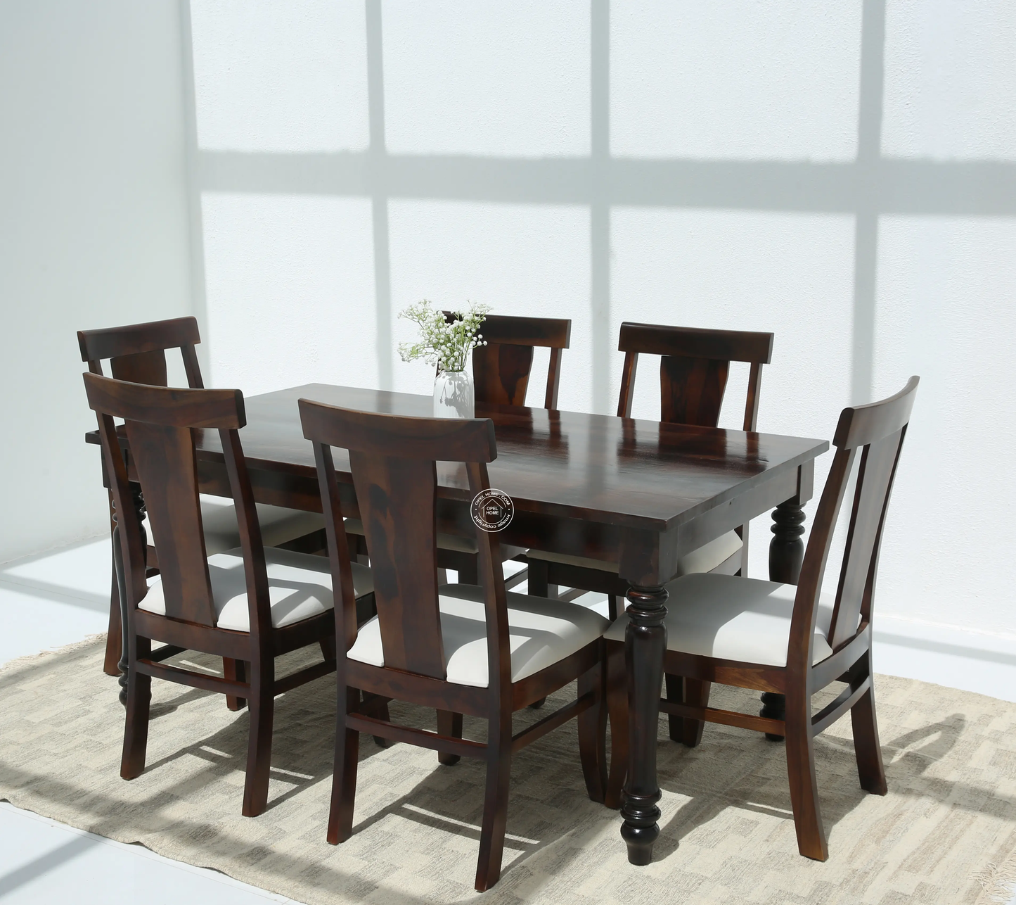 Verdura Wooden 6 Seater Dining Table – (Only Table) , Walnut finish | Opelhome UAE - Opelhome
