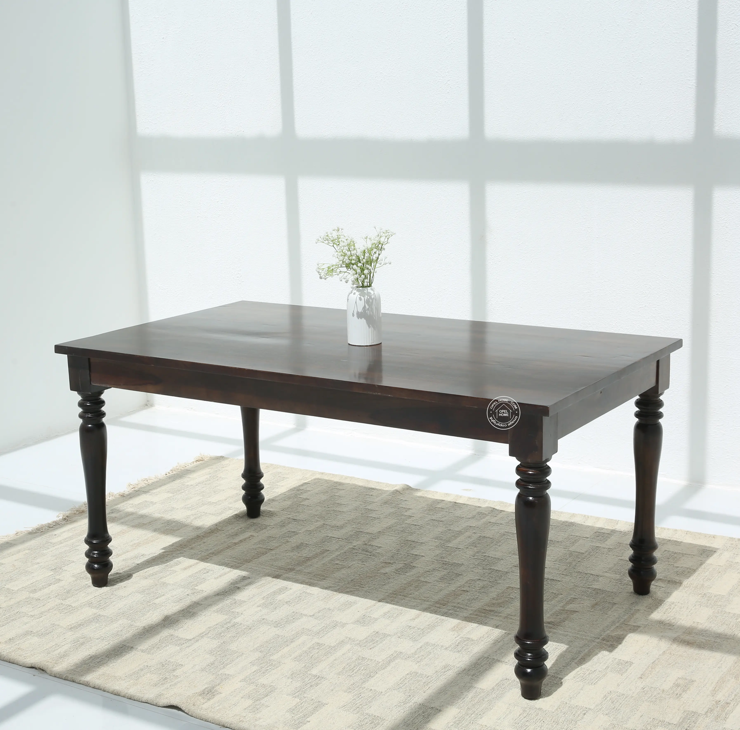 Verdura Wooden 6 Seater Dining Table – (Only Table) , Walnut finish | Opelhome UAE - Opelhome