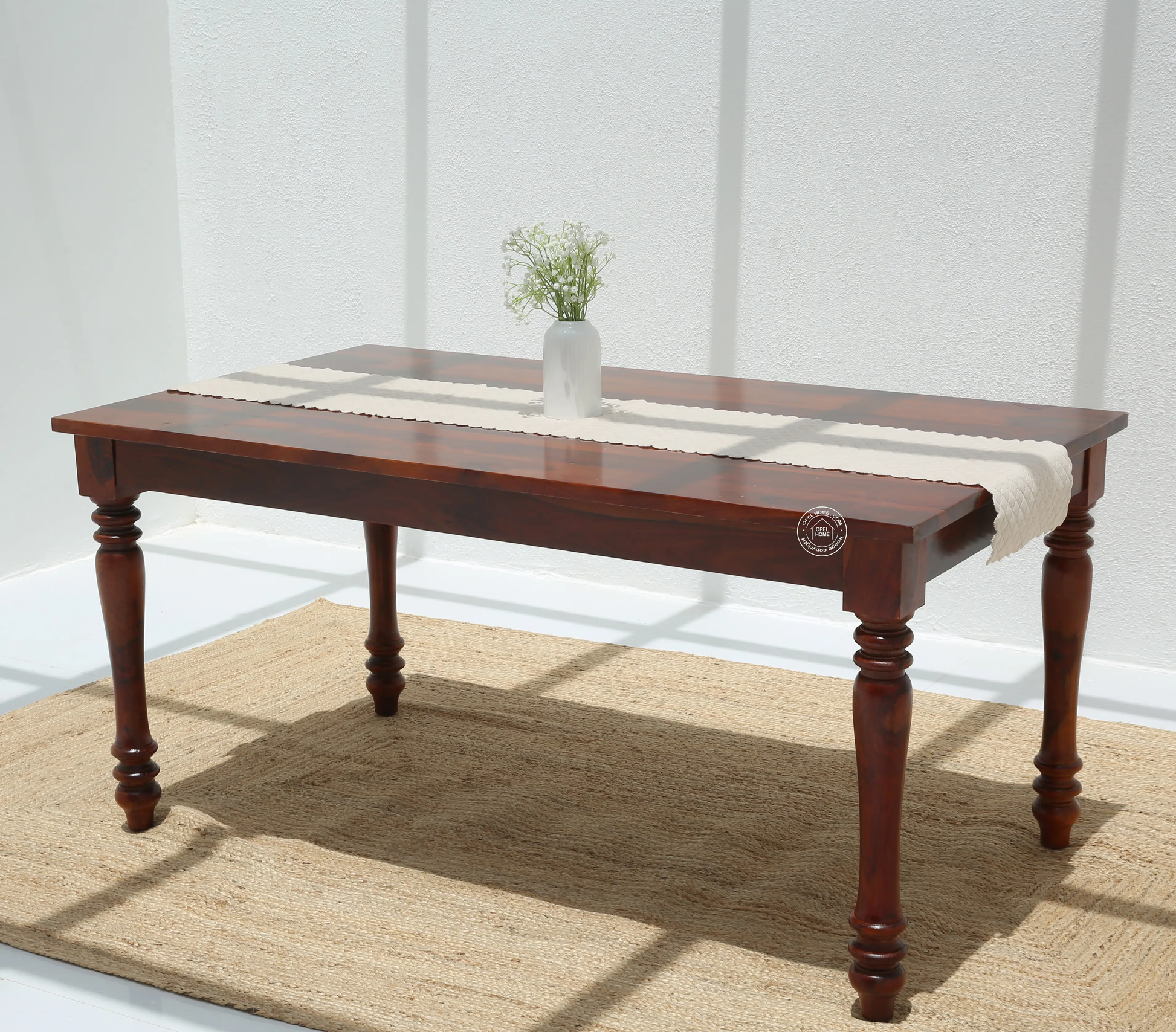 Verdura Wooden 4 Seater Dining Table – (Only Table) , Honey finish | Opelhome UAE - Opelhome