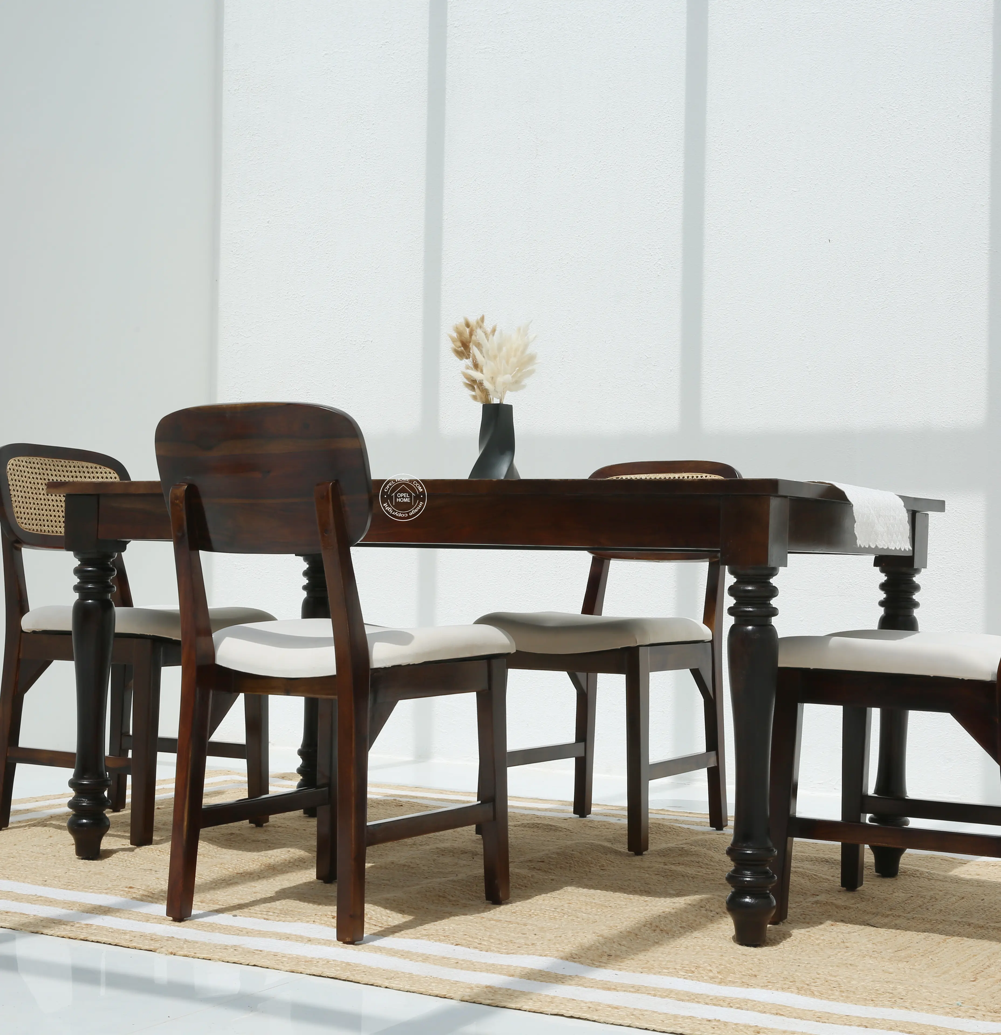 Verdura Wooden 4 Seater Dining Table – (Only Table) , Walnut finish | Opelhome UAE - Opelhome