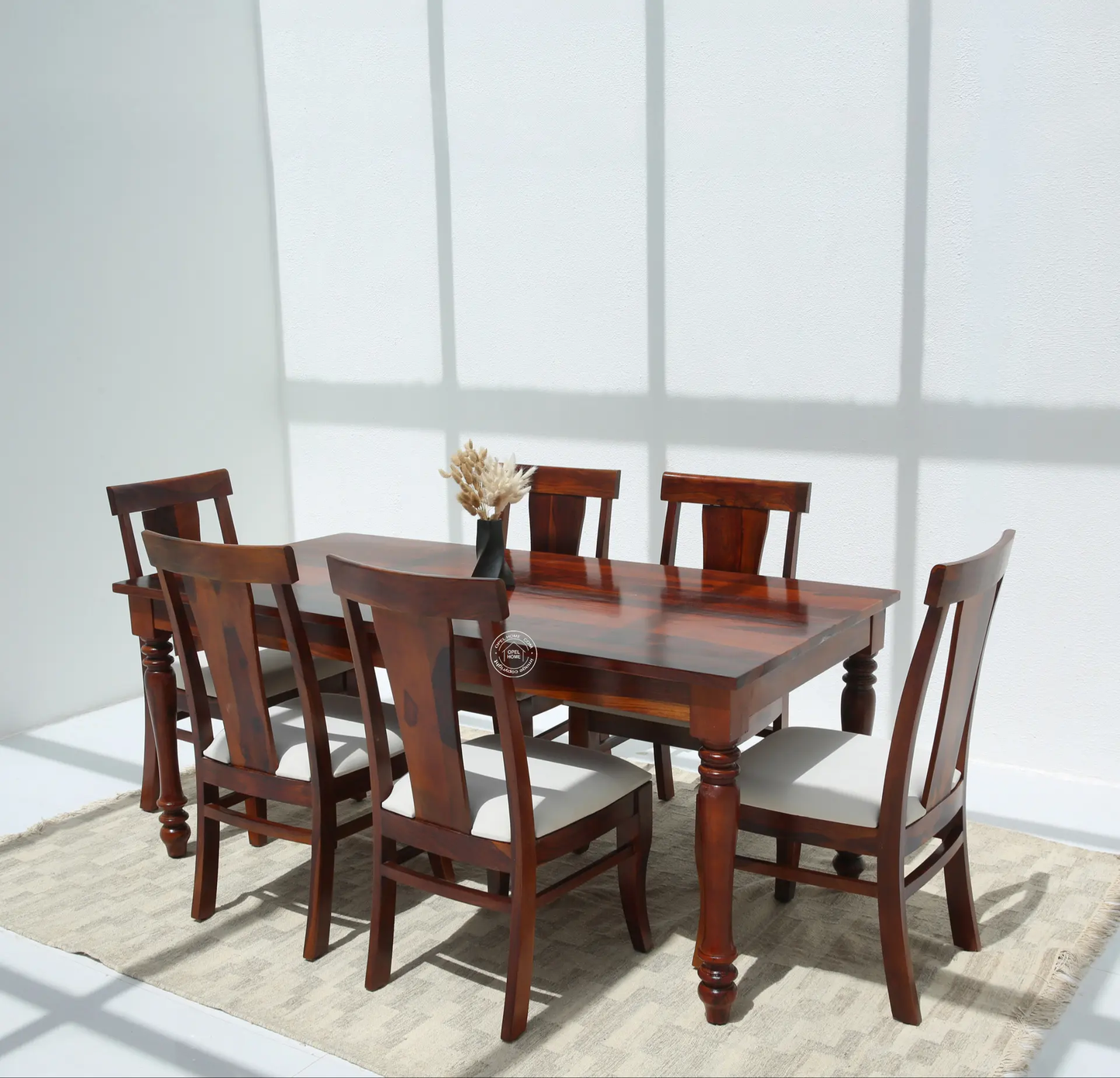 Verdura Wooden 6 Seater Dining Table – (Only Table) , Honey finish | Opelhome UAE - Opelhome