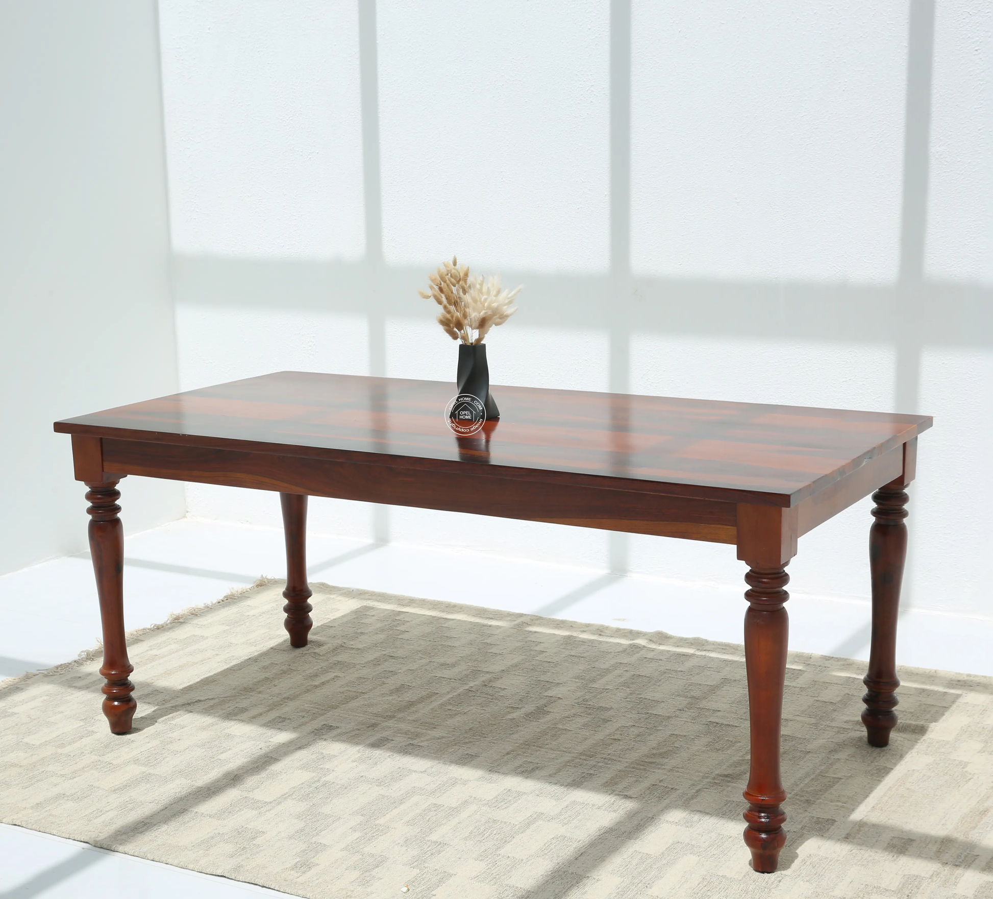 Verdura Wooden 6 Seater Dining Table – (Only Table) , Honey finish | Opelhome UAE - Opelhome