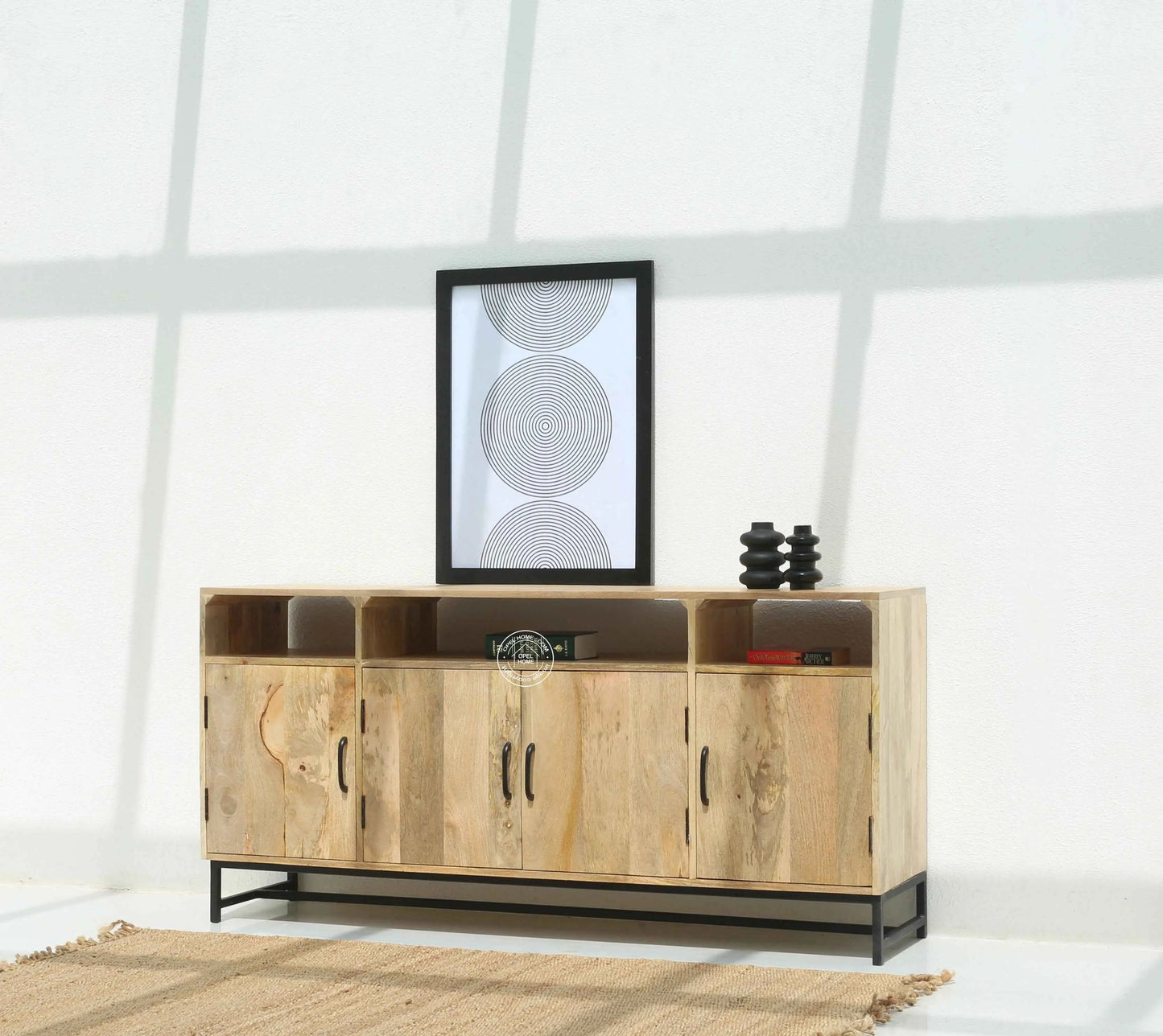 Warn Wooden Classic Design Sideboard – Solid Mango Wood, Natural Finish | Opelhome UAE