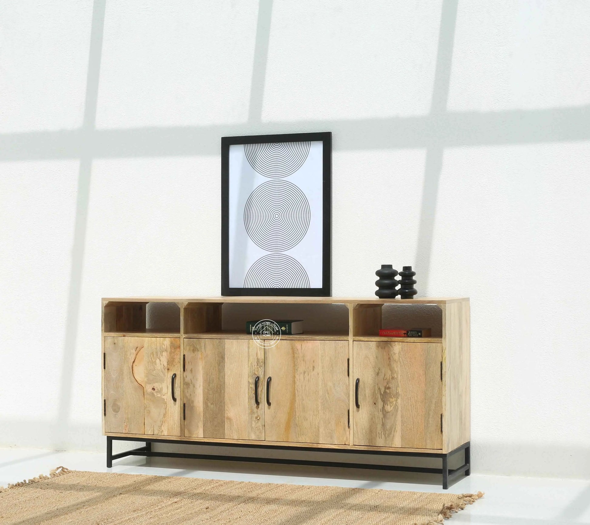 Warn Wooden Classic Design Sideboard – Solid Mango Wood, Natural Finish | Opelhome UAE