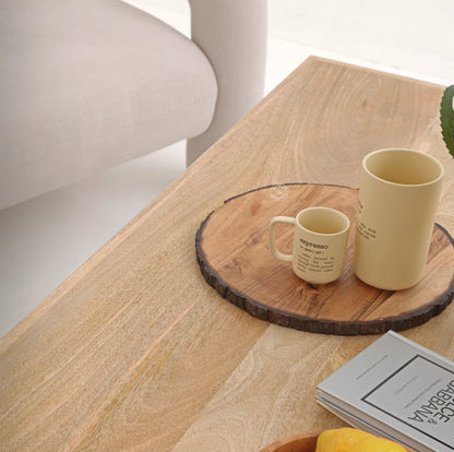 Webster Coffee Table – Solid Mango Wood Top, Black Metal Base, Natural Finish | Opelhome UAE Opel Home